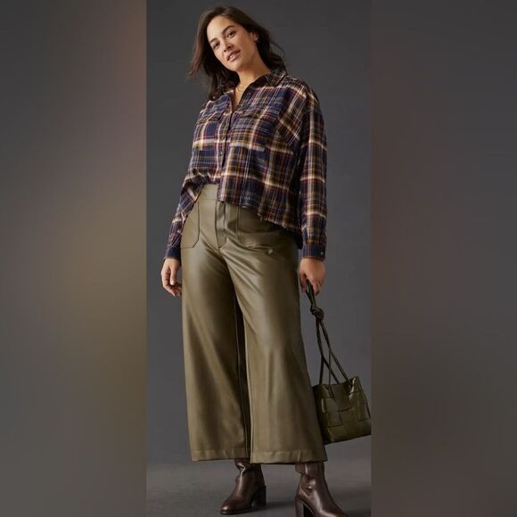 Anthropologie Pants - Anthropologie Maeve The Colette Cropped Wide-Leg Faux Leather Pants 20W NWT